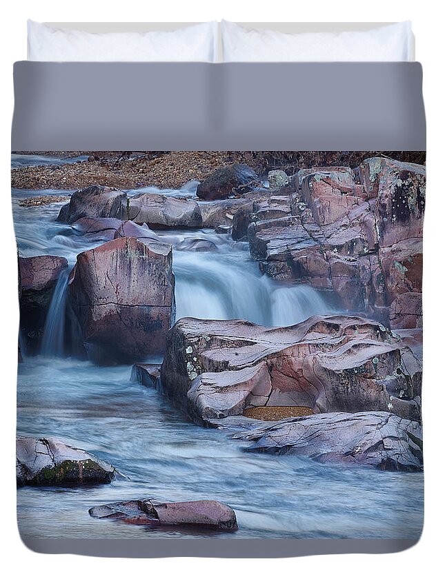 Ozark Duvet Cover featuring the photograph Caster River Shut-in by Robert Charity