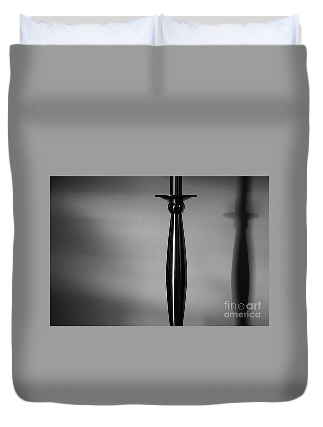 Black Duvet Cover featuring the photograph Casting Shadows - bw by Linda Shafer