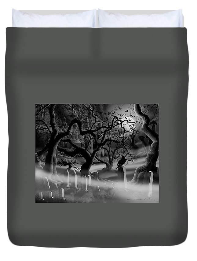 Castle Duvet Cover featuring the painting Castle Graveyard I by James Christopher Hill