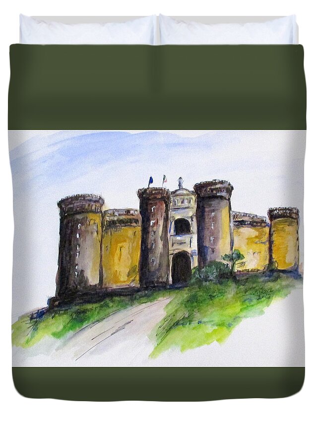 Painting Duvet Cover featuring the painting Castle Nuovo, Napoli by Clyde J Kell