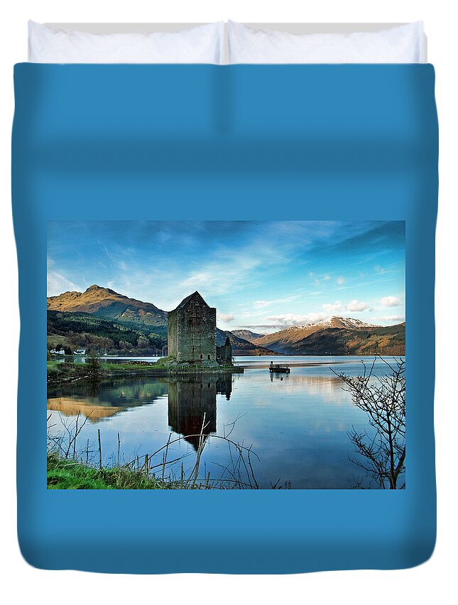 Castle Duvet Cover featuring the photograph Castle on the Loch by Lynn Bolt