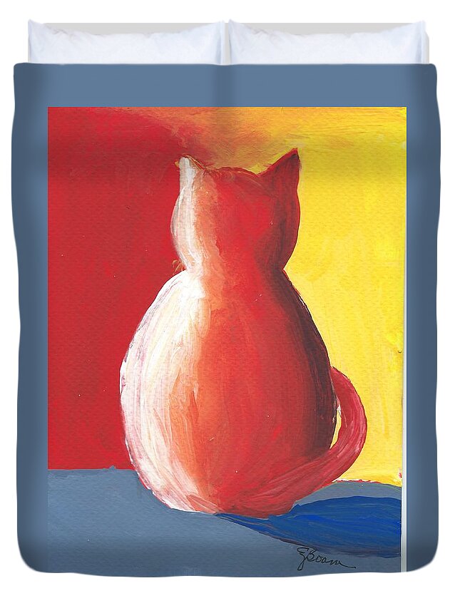 Abstract Cat Duvet Cover featuring the painting Cat #2 by Elise Boam
