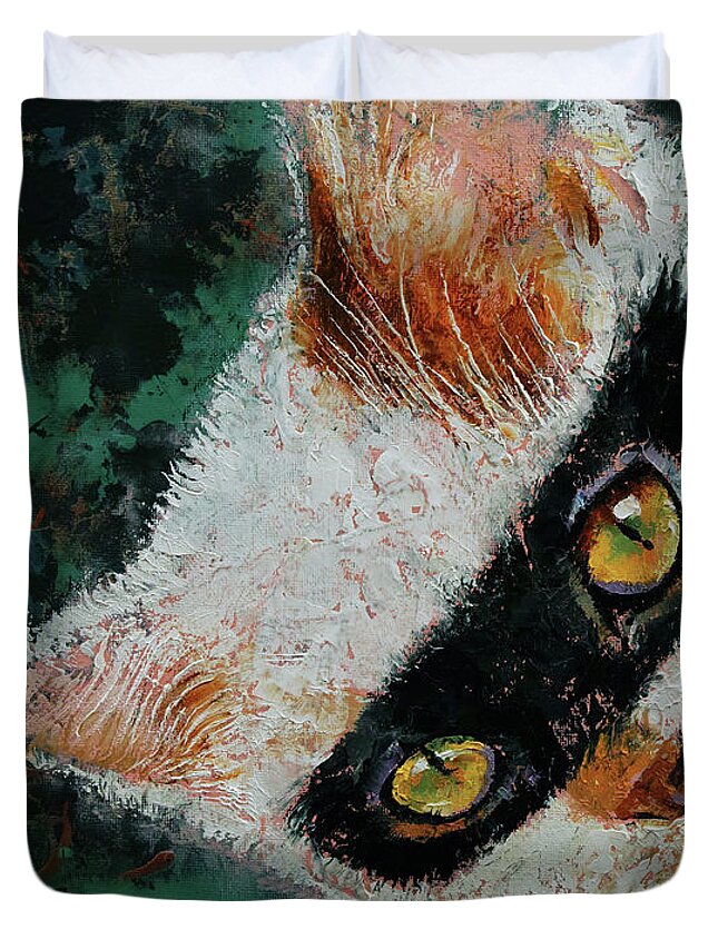 Cat Duvet Cover featuring the painting Cat Burglar by Michael Creese