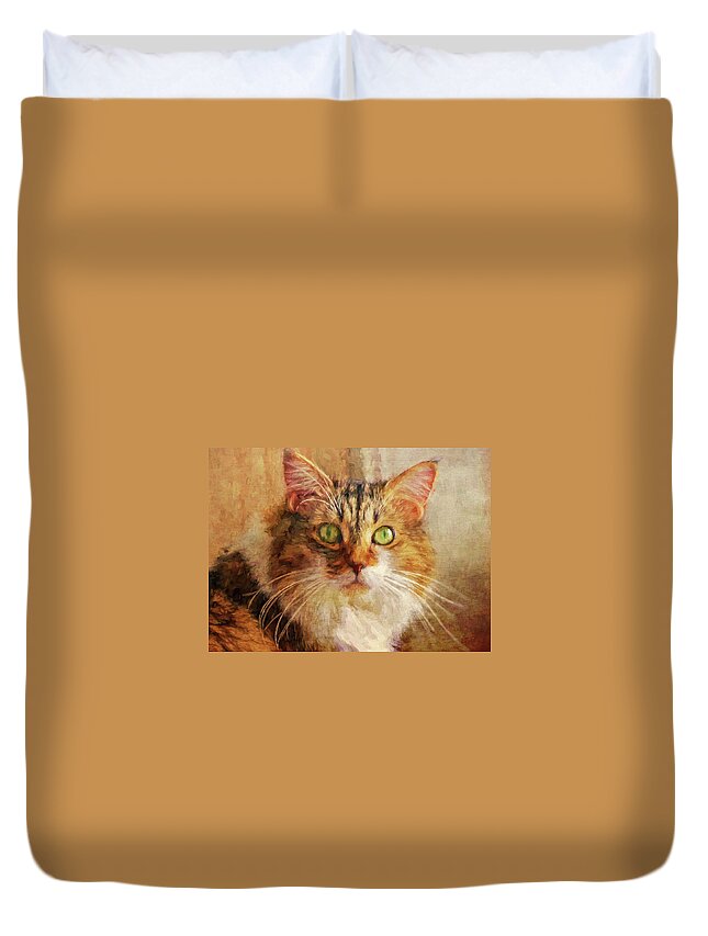 Cat Duvet Cover featuring the photograph Cat Portrait - Pretty Girl by HH Photography of Florida