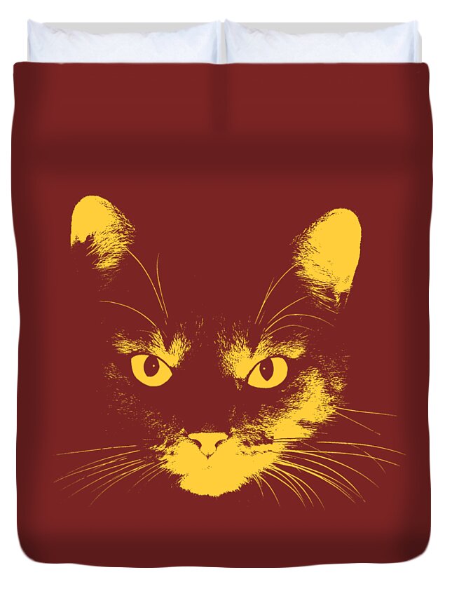 Cat Duvet Cover featuring the digital art Cat Stare with Transparent Background by John Haldane