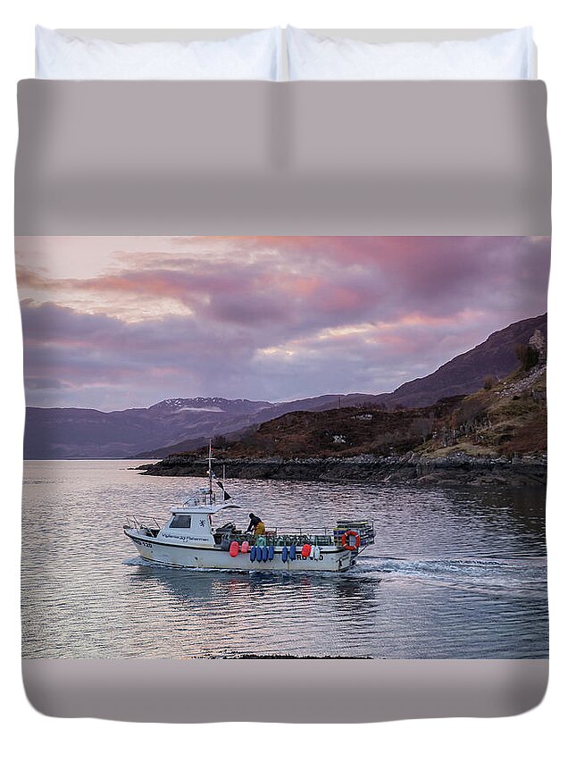 Sunrise Duvet Cover featuring the photograph Catch of the Day by Holly Ross
