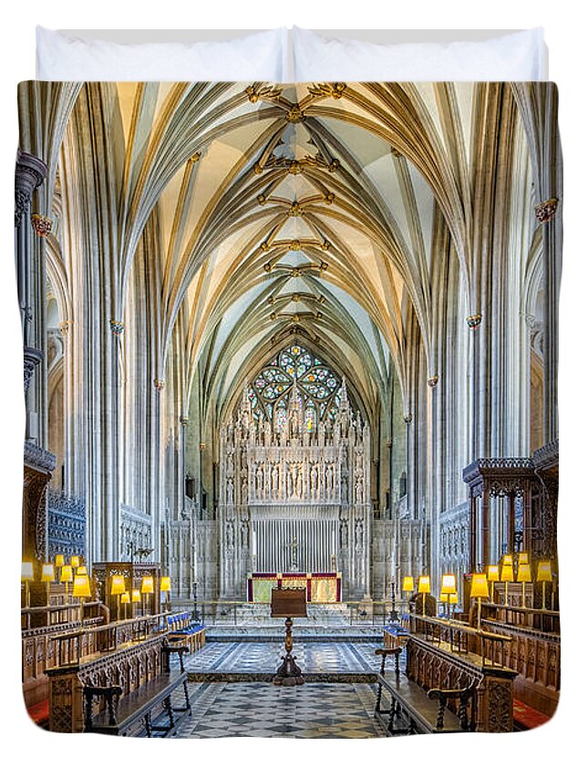 Cathedral Duvet Cover featuring the photograph Cathedral Aisle by Adrian Evans