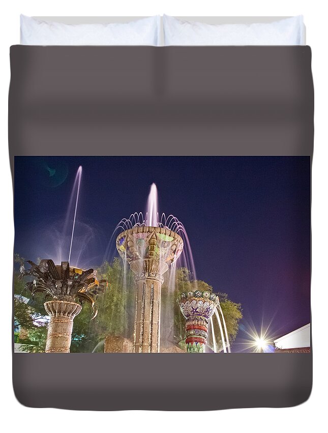 Cathedral City Duvet Cover featuring the photograph Cathedral City Fountain by Matthew Bamberg