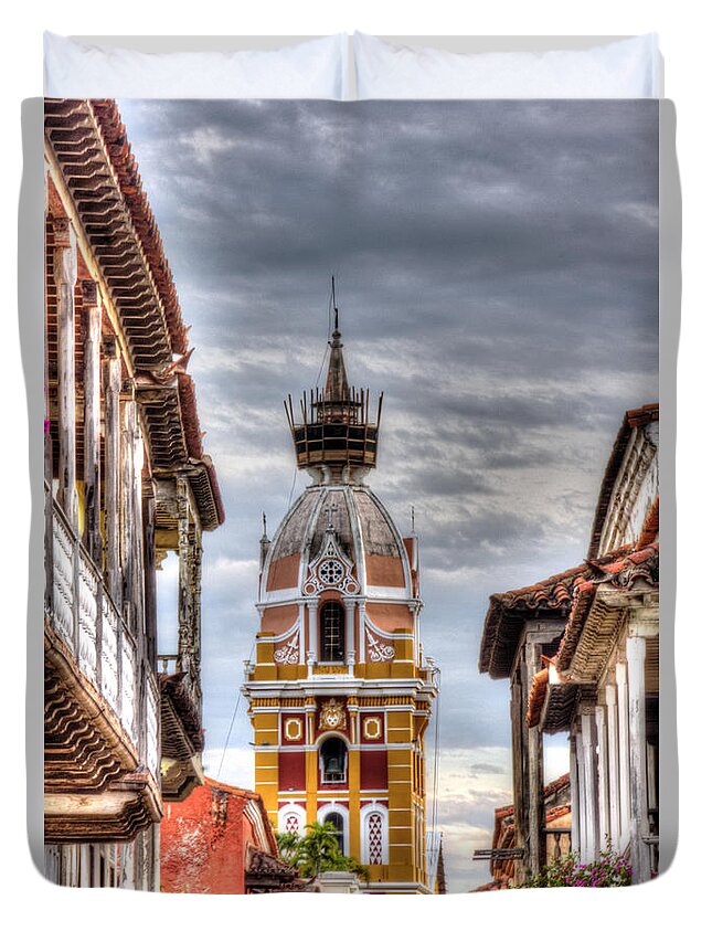 Cartagena Duvet Cover featuring the photograph Cathedral of Cartagena by Bob Hislop