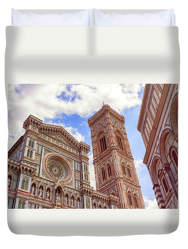 Florence Duvet Cover featuring the photograph Cathedral Santa Maria del Fiore, Duomo, in Florence, Tuscany, It by Elenarts - Elena Duvernay photo