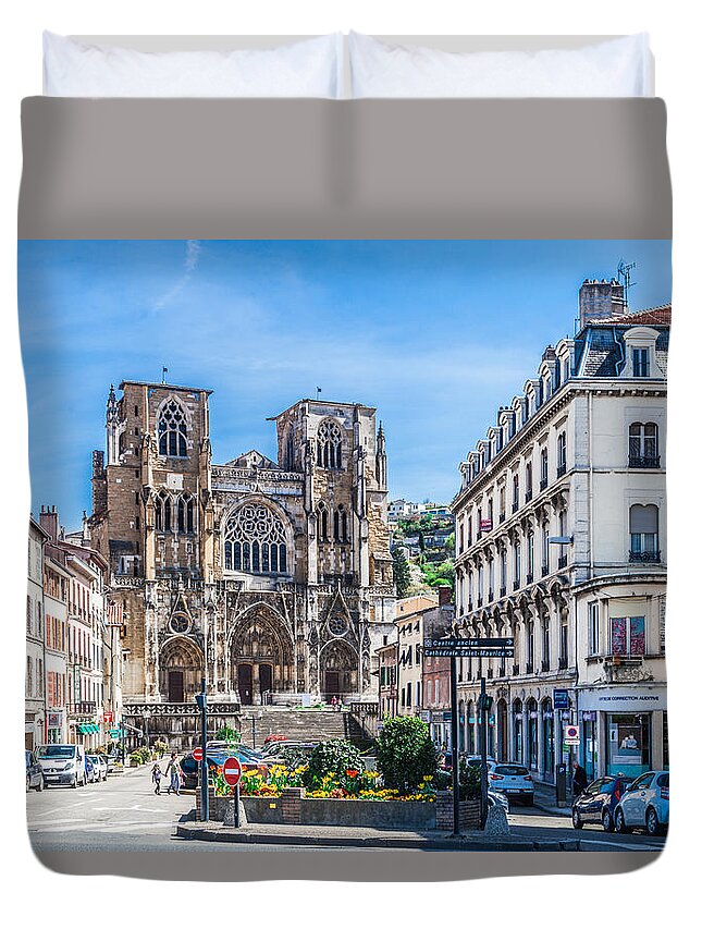 France Duvet Cover featuring the photograph Cathedrale Saint-Maurice by W Chris Fooshee