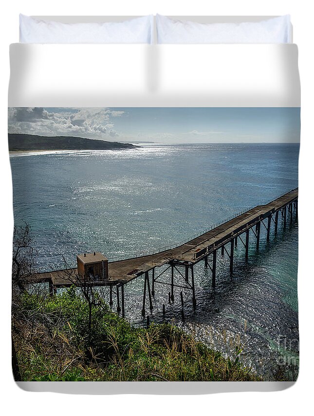 Jetty Duvet Cover featuring the photograph Catherine Hill Bay Jetty by Werner Padarin