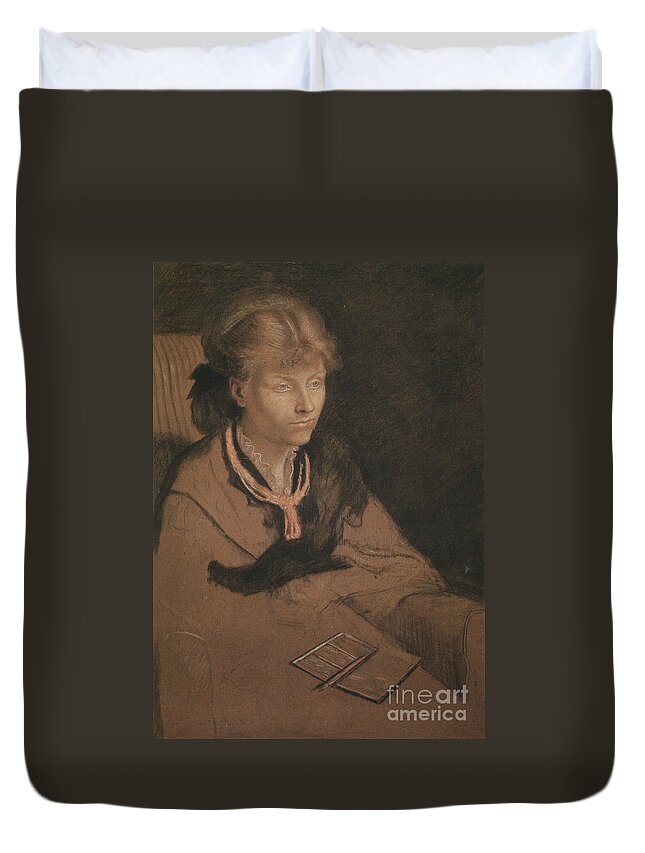 Ford Madox Brown Duvet Cover featuring the painting Catherine Madox Brown by MotionAge Designs