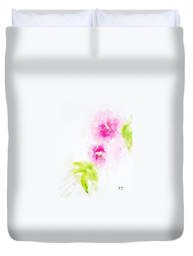 Flower Duvet Cover featuring the painting Catherine's Flower by Jerry Fair