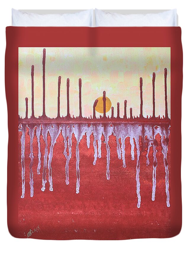 Marsh Duvet Cover featuring the painting Cattails original painting SOLD by Sol Luckman