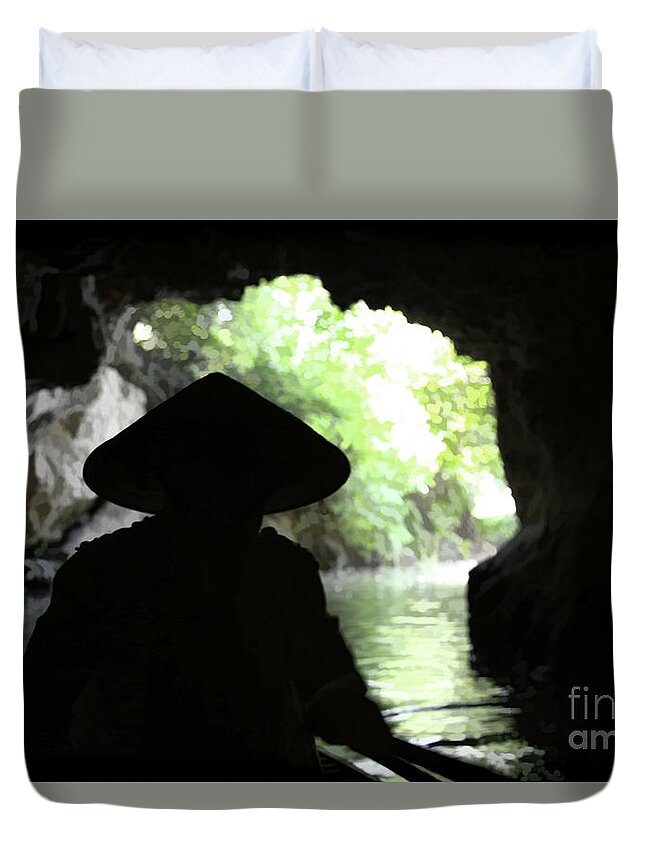  Vietnam Duvet Cover featuring the photograph Cave Exit Vietnam by Chuck Kuhn