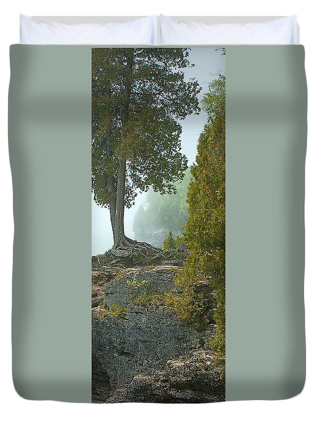 Beauty In Nature Duvet Cover featuring the photograph Cave Point Cliffs by Rod Melotte
