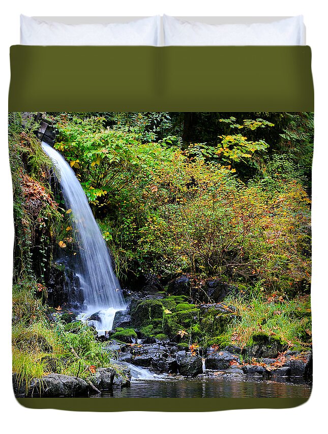 Cedar Creek Waterfall Duvet Cover featuring the photograph Cedar Creek Waterfall by Athena Mckinzie