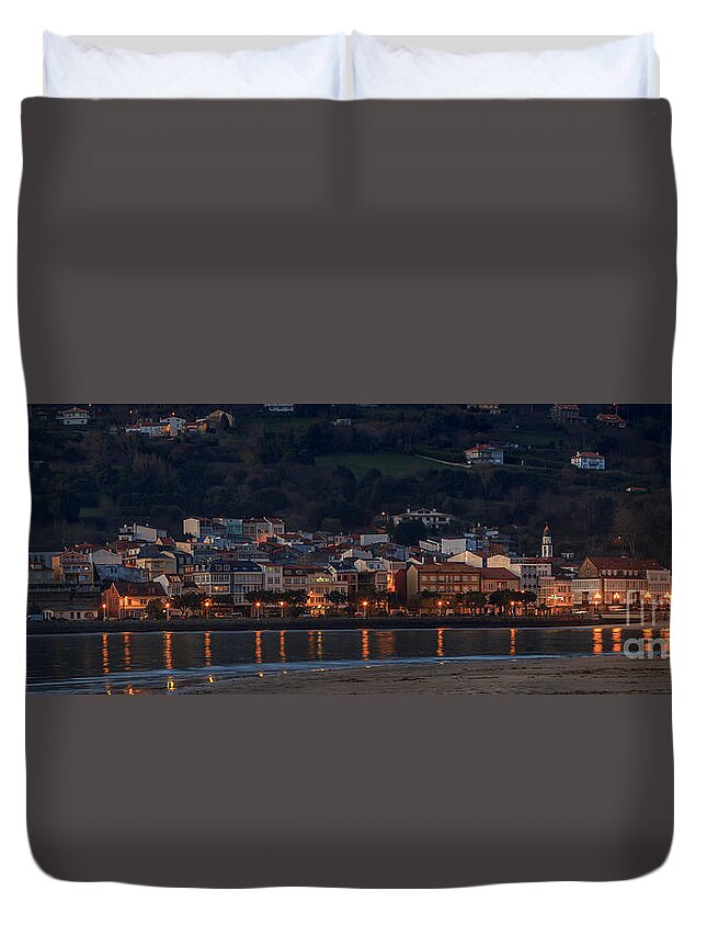 Cedeira Duvet Cover featuring the photograph Cedeira Town Panorama Galicia Spain by Pablo Avanzini