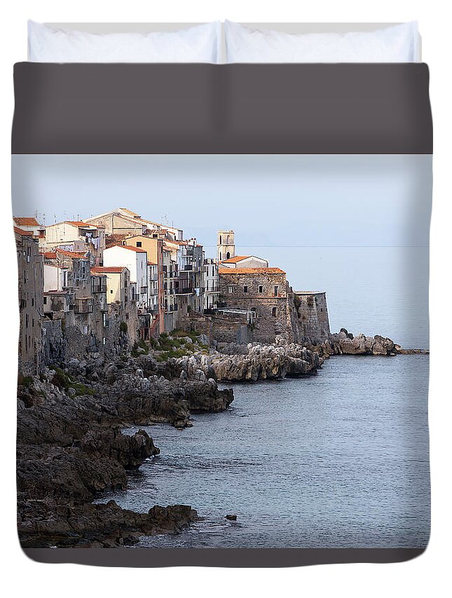 Cefalu Duvet Cover featuring the photograph Cefalu, Sicily Italy by Andy Myatt