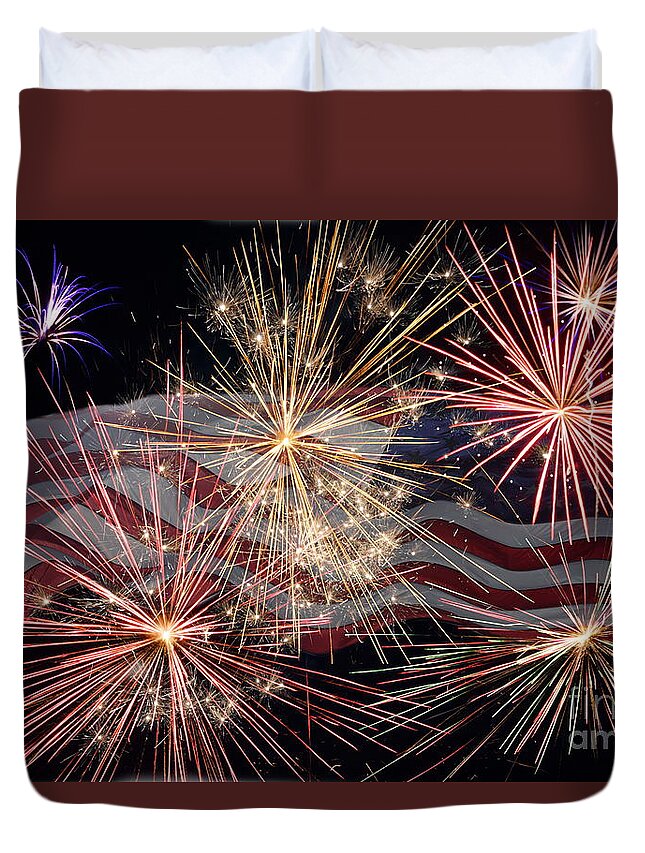 Flag Duvet Cover featuring the photograph Celebrating America by Jennifer White