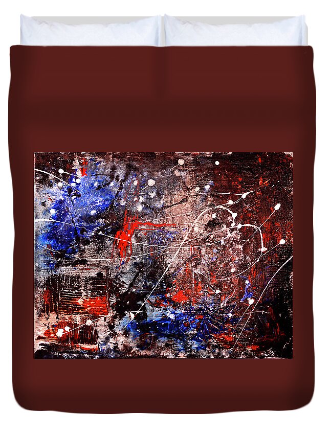 Acrylic Painting Duvet Cover featuring the painting Celebration 5 by Richard Ortolano