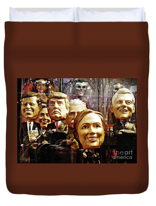 Celebrity Duvet Cover featuring the photograph Celebrity Bobbleheads 1 by Sarah Loft