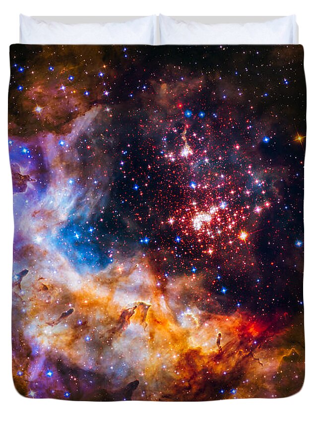 Celestial Fireworks Duvet Cover featuring the photograph Celestial Fireworks by Marco Oliveira