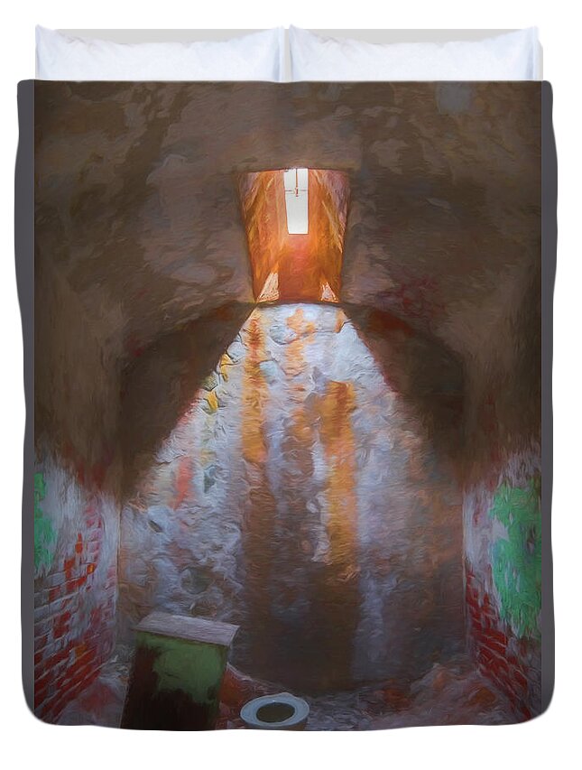 Eastern State Penitentiary Duvet Cover featuring the photograph Cell And Commode by Tom Singleton