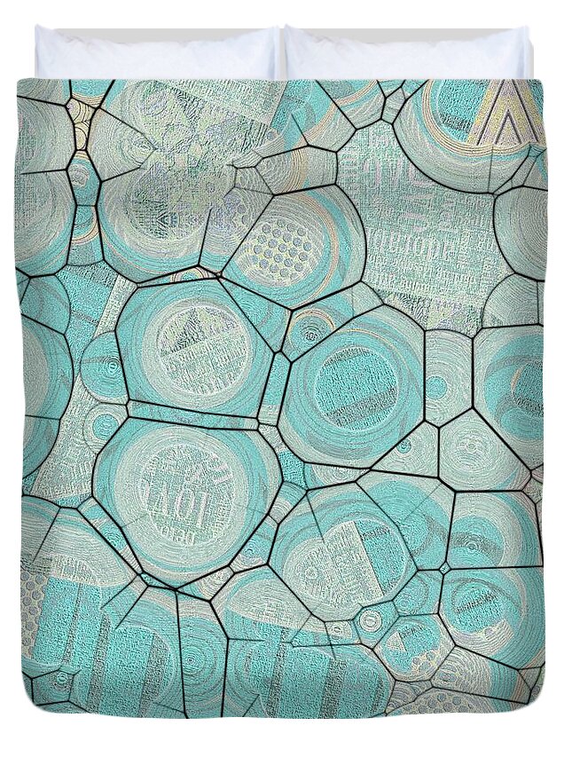 Abstract Duvet Cover featuring the digital art Cellules - 04c1 by Variance Collections