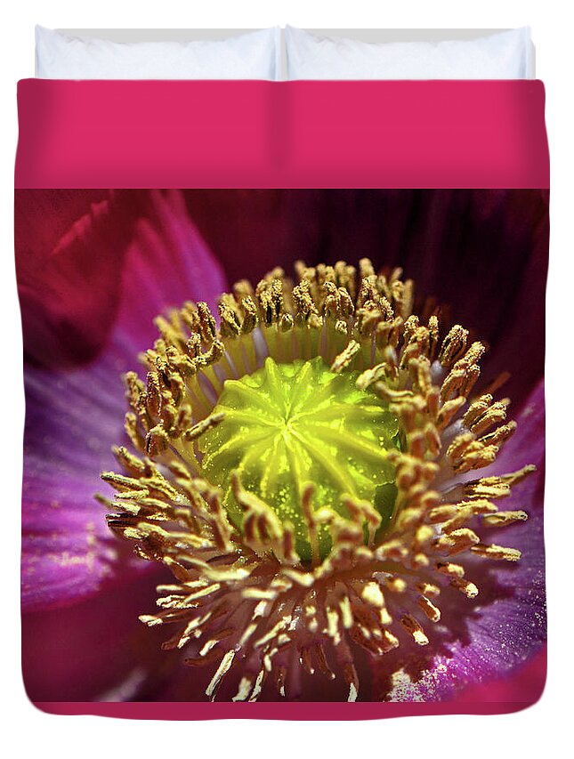 Poppy Duvet Cover featuring the photograph Centerpiece - Red Poppy 009 by George Bostian
