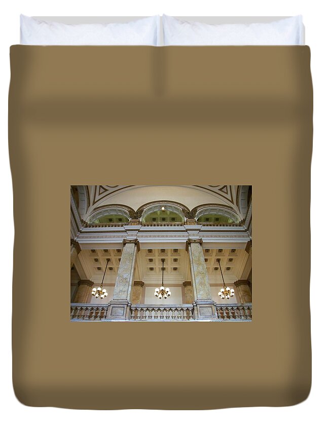 Central Library Duvet Cover featuring the photograph Central Library Milwaukee interior by Anita Burgermeister
