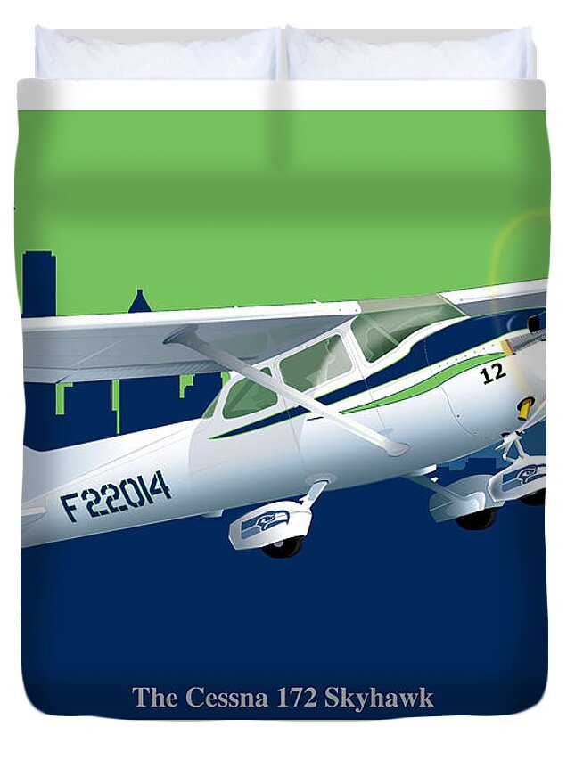 Cessna Duvet Cover featuring the digital art Cessna Skyhawk 172 by Kenneth De Tore