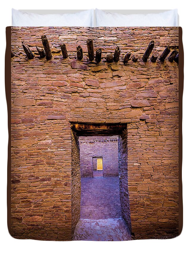 Chaco Canyon Doorways Duvet Cover featuring the photograph Chaco Canyon - Pueblo Bonito Doorways - New Mexico by Gary Whitton