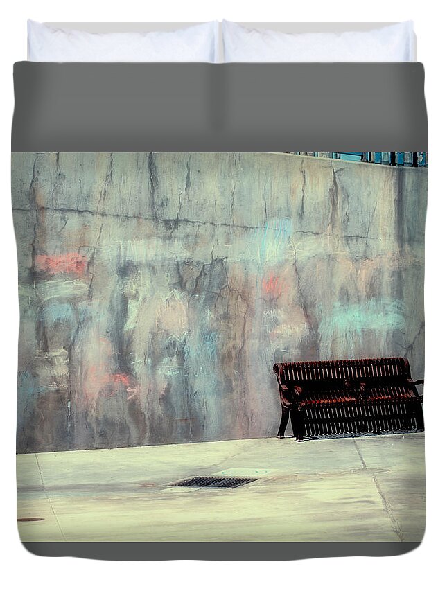 Chalk Duvet Cover featuring the photograph Chalk n Bench by Michael Hope