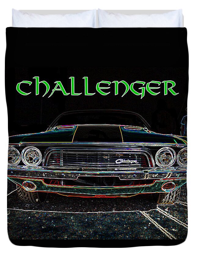 Dodge Duvet Cover featuring the digital art Challenger wallhanger by Darrell Foster