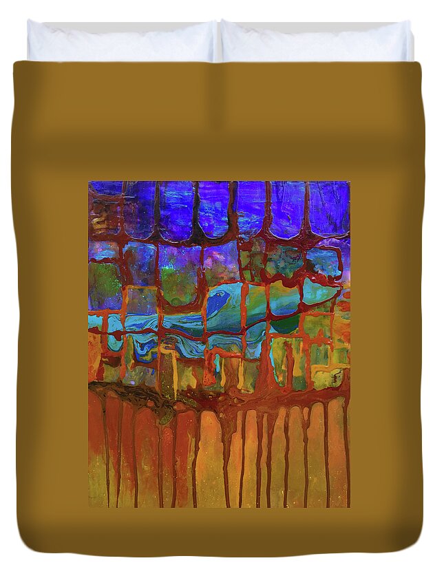 Stream Duvet Cover featuring the painting Chambers by Linda Bailey