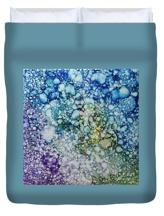 Alcohol Duvet Cover featuring the painting Champagne Bubbles by Terri Mills