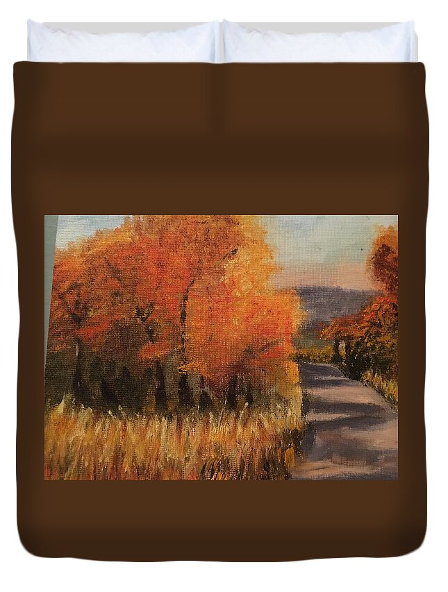 Path Duvet Cover featuring the painting Changing Season by Sharon Schultz