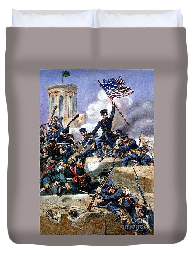 1847 Duvet Cover featuring the drawing Chapultepec, 1847 by Granger