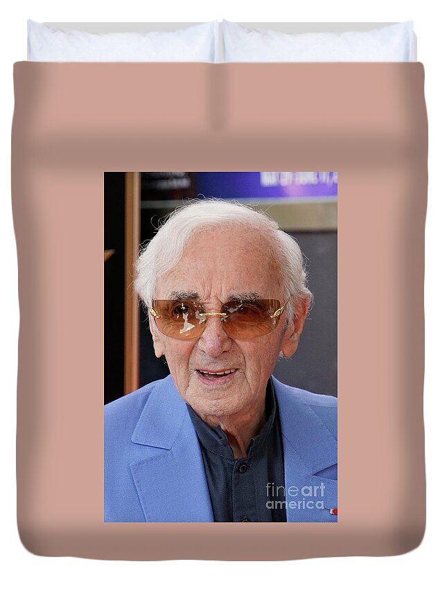 Charles Aznavour Duvet Cover featuring the photograph Charles Aznavour 2 by Nina Prommer