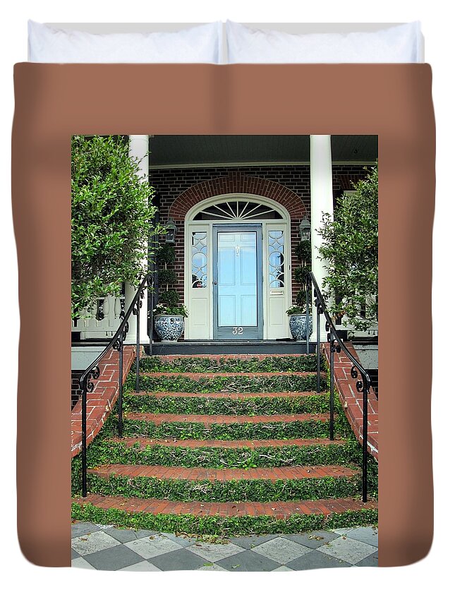 Charleston Duvet Cover featuring the photograph Charleston Front Door by Betty Buller Whitehead