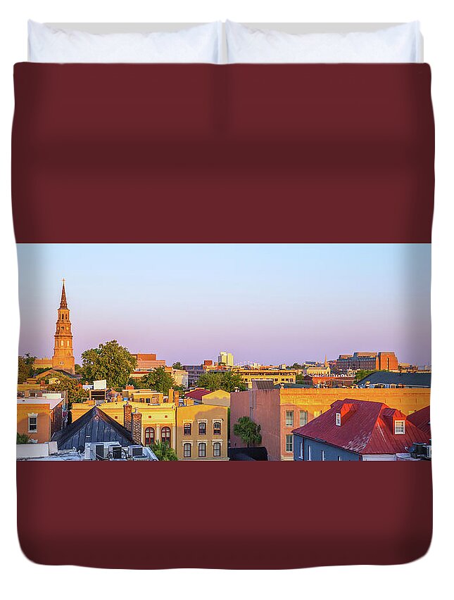 Charleston Duvet Cover featuring the photograph Charleston Glows by Donnie Whitaker
