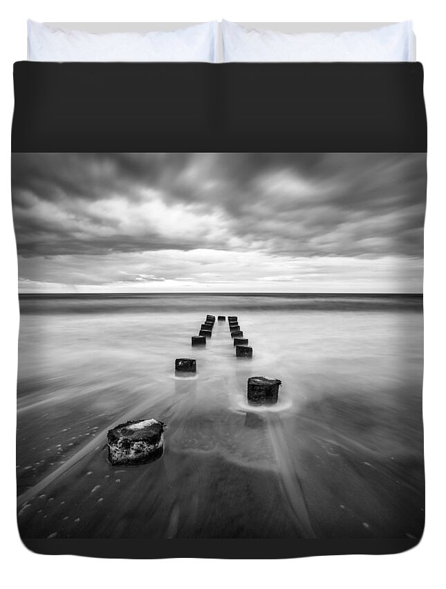 Charleston Duvet Cover featuring the photograph Charleston SC Folly Beach Seascape Photography by Dave Allen