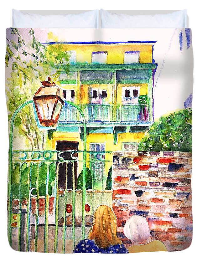 Charleston Duvet Cover featuring the painting Charleston South Carolina Single House by Carlin Blahnik CarlinArtWatercolor