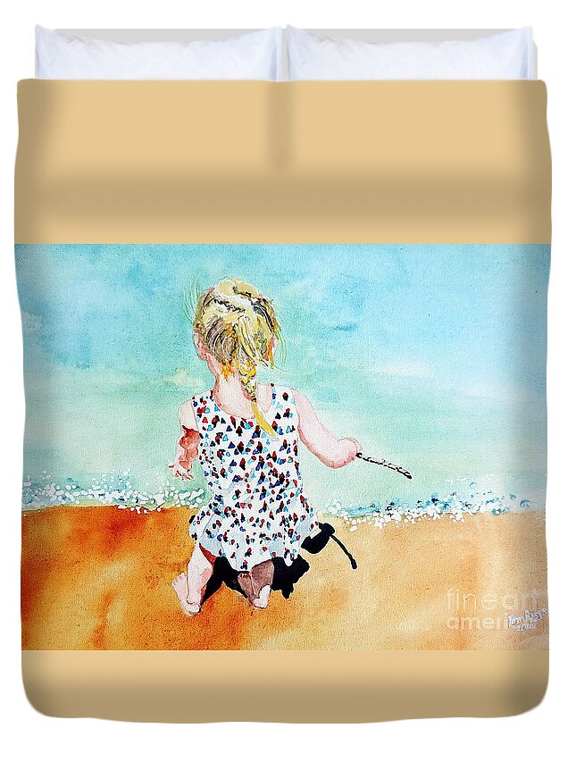 Child Duvet Cover featuring the painting Charlotte by the Lake by Tom Riggs