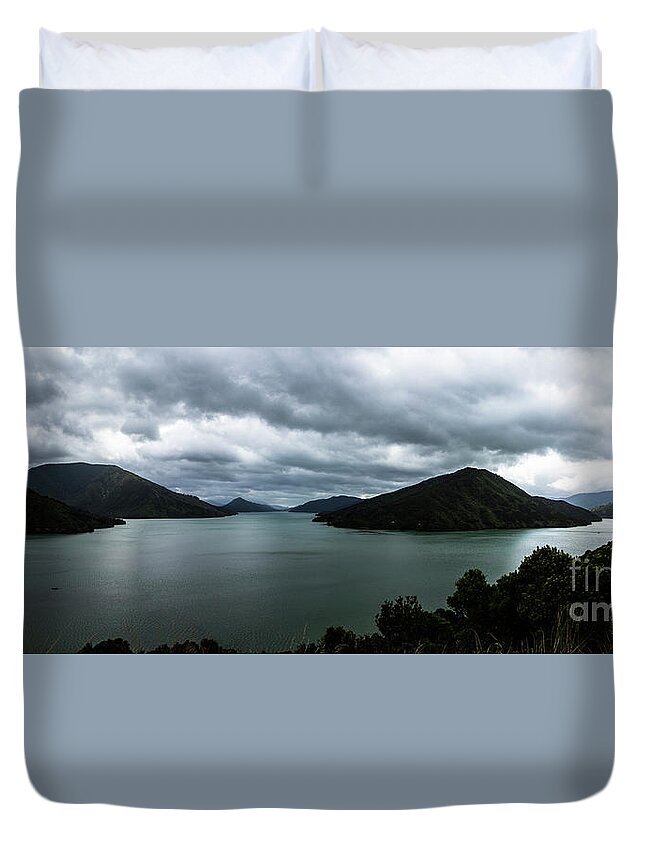Charlotte Sound Duvet Cover featuring the photograph Charlotte Sound panorama by Sheila Smart Fine Art Photography