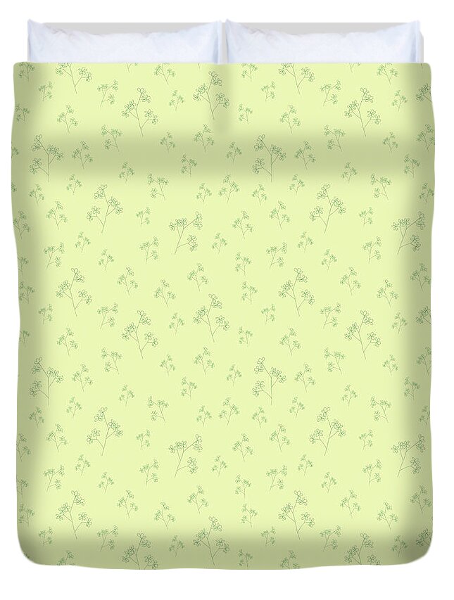 Pattern Duvet Cover featuring the digital art Charming Blooms Delicate Foliage by Lisa Blake
