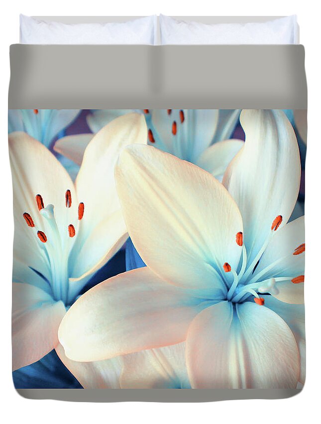 Lily Duvet Cover featuring the photograph Charming Elegance by Iryna Goodall