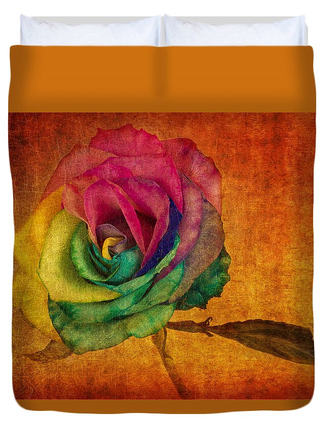 Rainbow Rose Duvet Cover featuring the photograph Chasing Rainbows by Marina Kojukhova